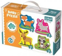 Detské puzzle - Zvieratá v lese 4 v 1 - pre malých poľovníkov