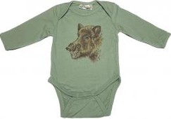 Poľovnícke detské tričko bodyčko - diviak - zelené