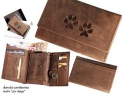 Kožená poľovnícka peňaženka dámska - motív Psie stopy