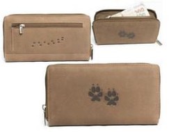 Kožená poľovnícka peňaženka dámska - nízka - Psie stopy