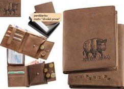 Kožená poľovnícka peňaženka - motív Diviak