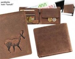 Kožená poľovnícka peňaženka - motív Kamzík