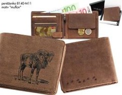 Kožená poľovnícka peňaženka - motív Muflón