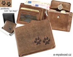 Kožená poľovnícka peňaženka - motív Psie stopy