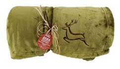 Poľovnícka deka - deka pre poľovníkov - motív jeleň - zelená
