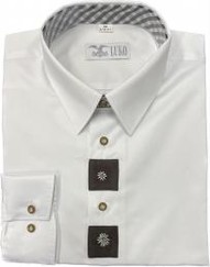 Myslivecká košile bílá s výšivkou - dlouhý rukáv - SLIM FIT