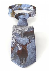 Poľovnícka kravata JELEN biela/sivá- A


