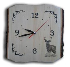 Poľovnícke hodiny Jeleň - doska s kôrou
