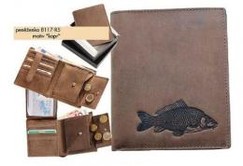 Rybárska kožená peňaženka - motív Kapor