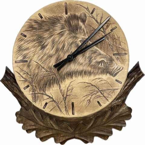 Vyrezávané poľovnícke hodiny - Diviak